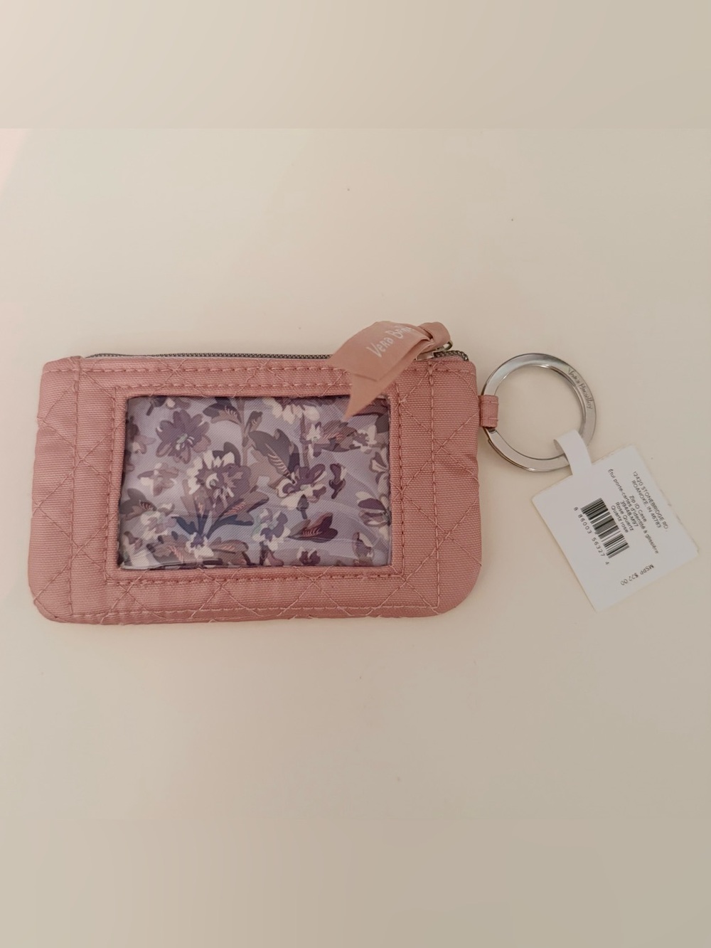 NWT vera Bradley pink quilted keychain pouch / wallet